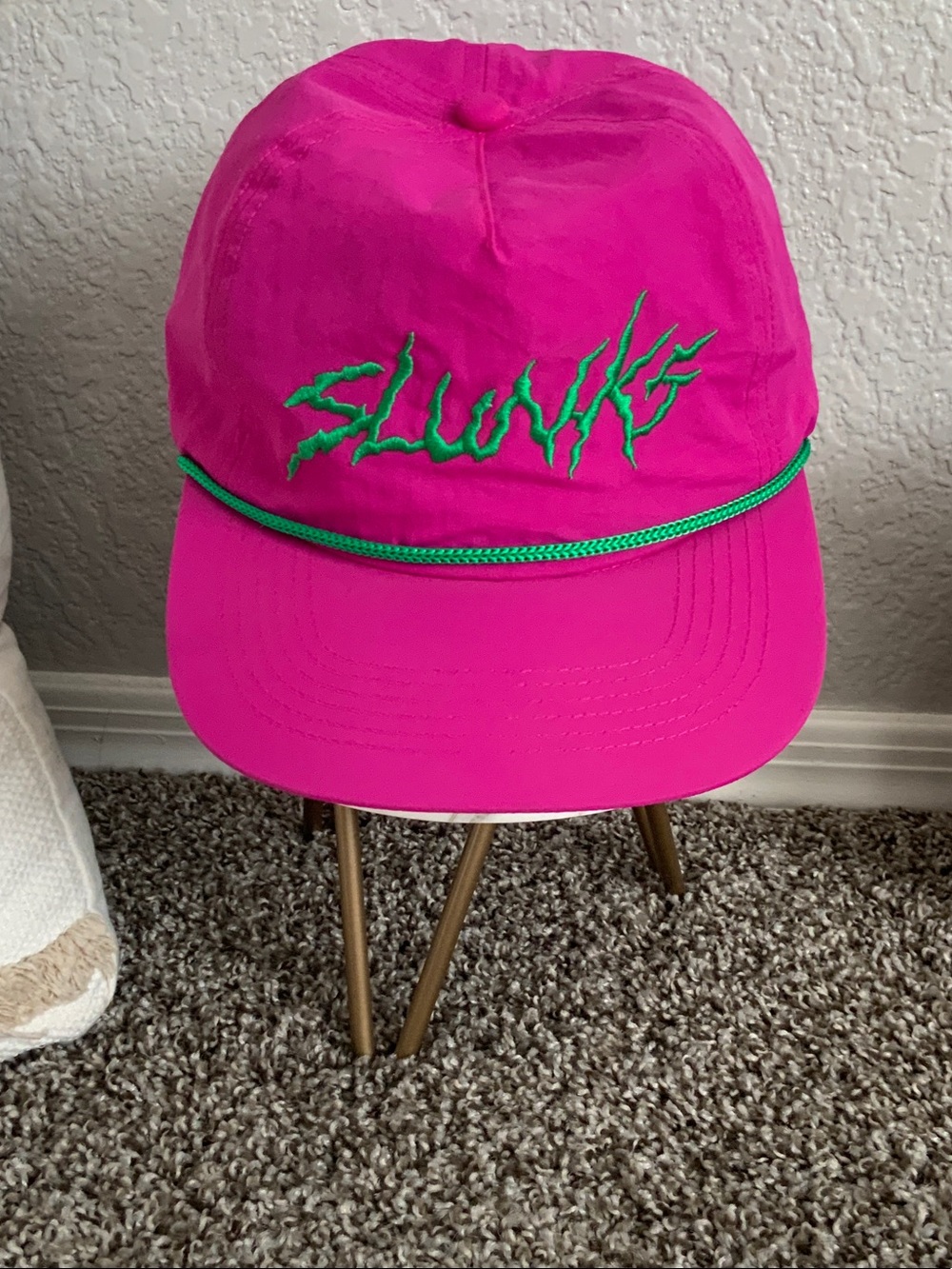 Slunks Bright Pink Hat with Neon Green